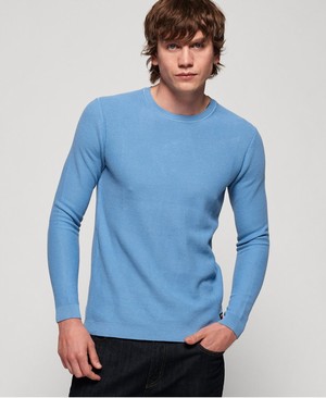 Superdry SUPIMA® Cotton Crew Neck Férfi Ugró Kék | QYXGT1358